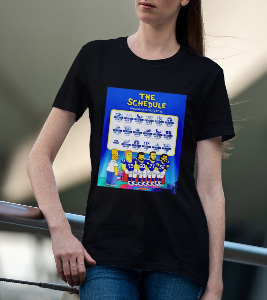 The Schedule Indianapolis Colts 2026 Simpsons Characters NFL Teams Matchups T-Shirt