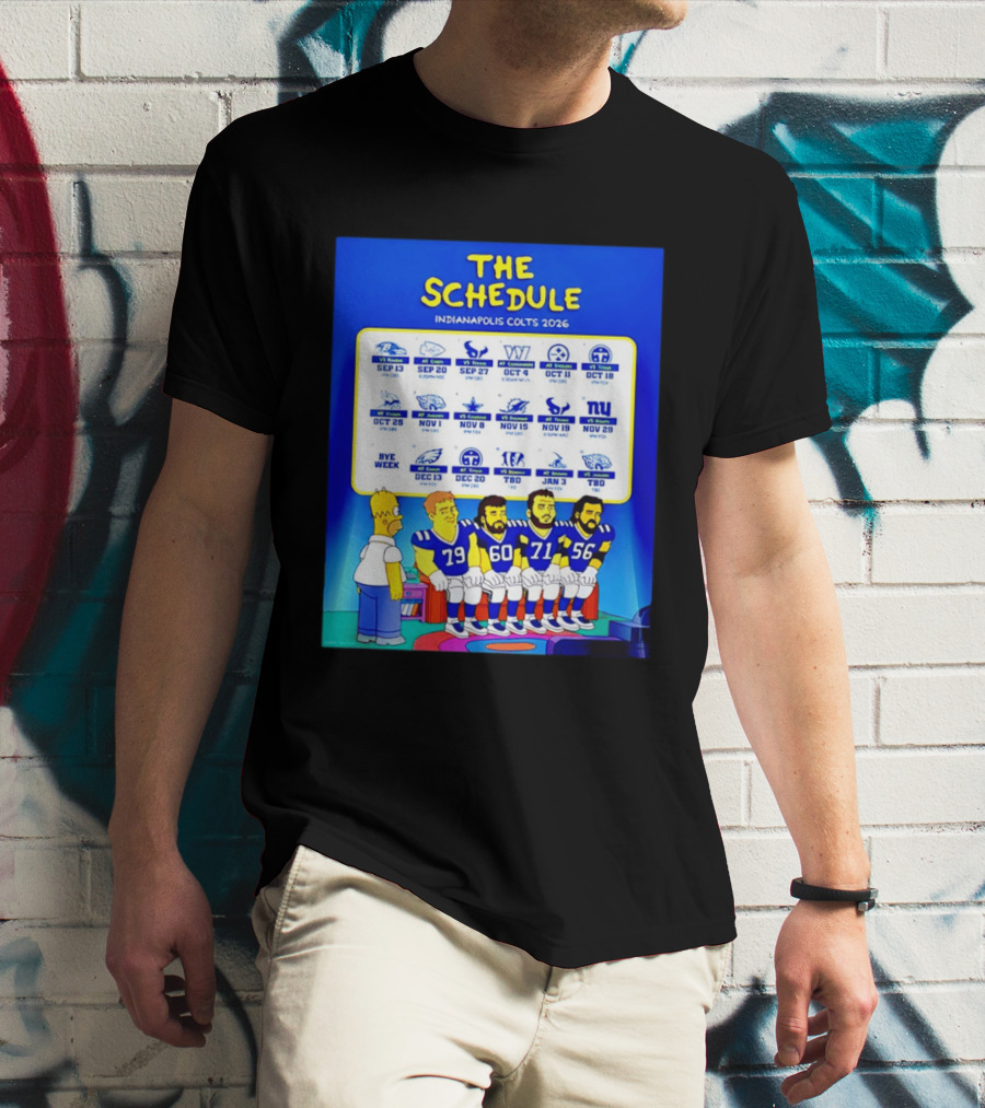 The Schedule Indianapolis Colts 2026 Simpsons Characters NFL Teams Matchups T-Shirt