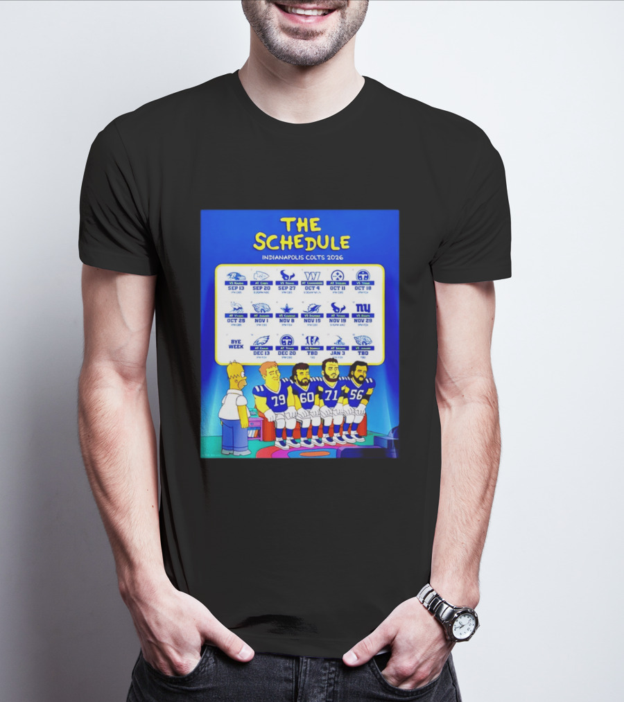 The Schedule Indianapolis Colts 2026 Simpsons Characters NFL Teams Matchups T-Shirt