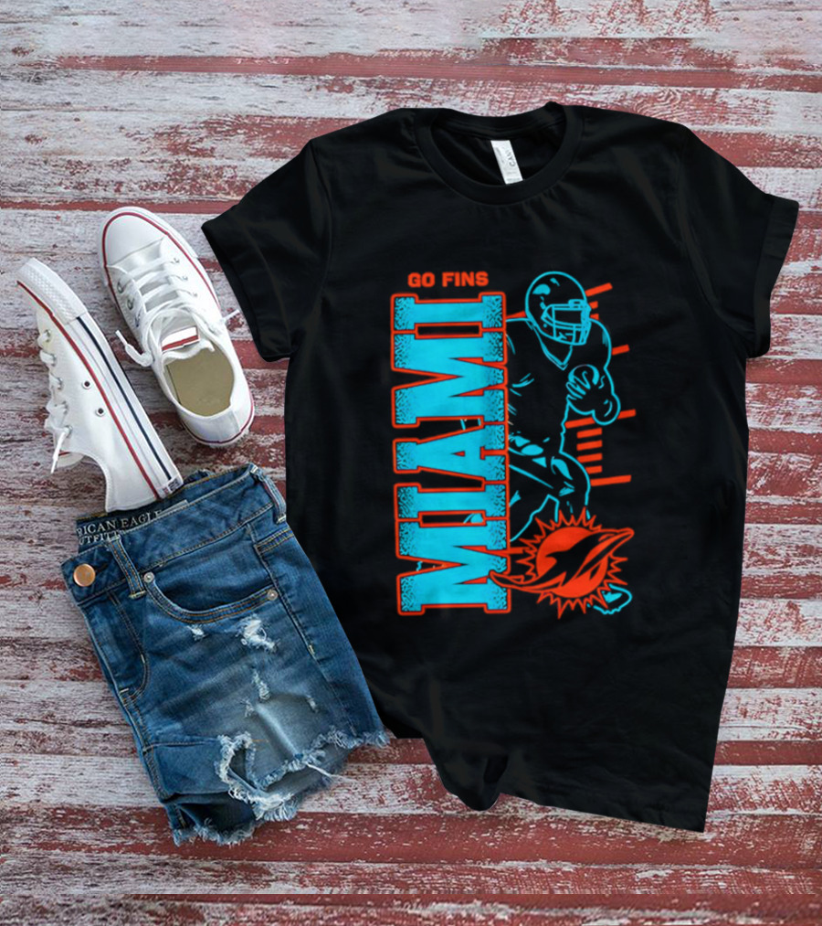 Miami Dolphins Go Fins Football Player T-Shirt