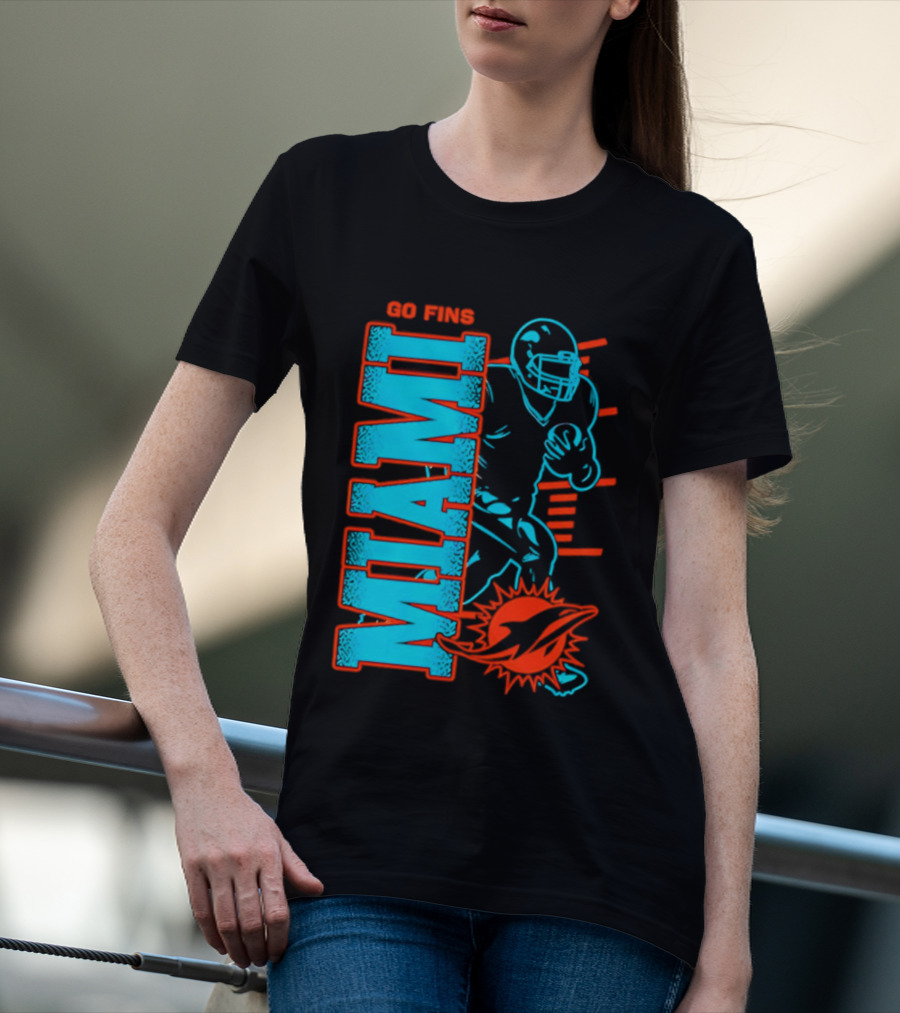 Miami Dolphins Go Fins Football Player T-Shirt