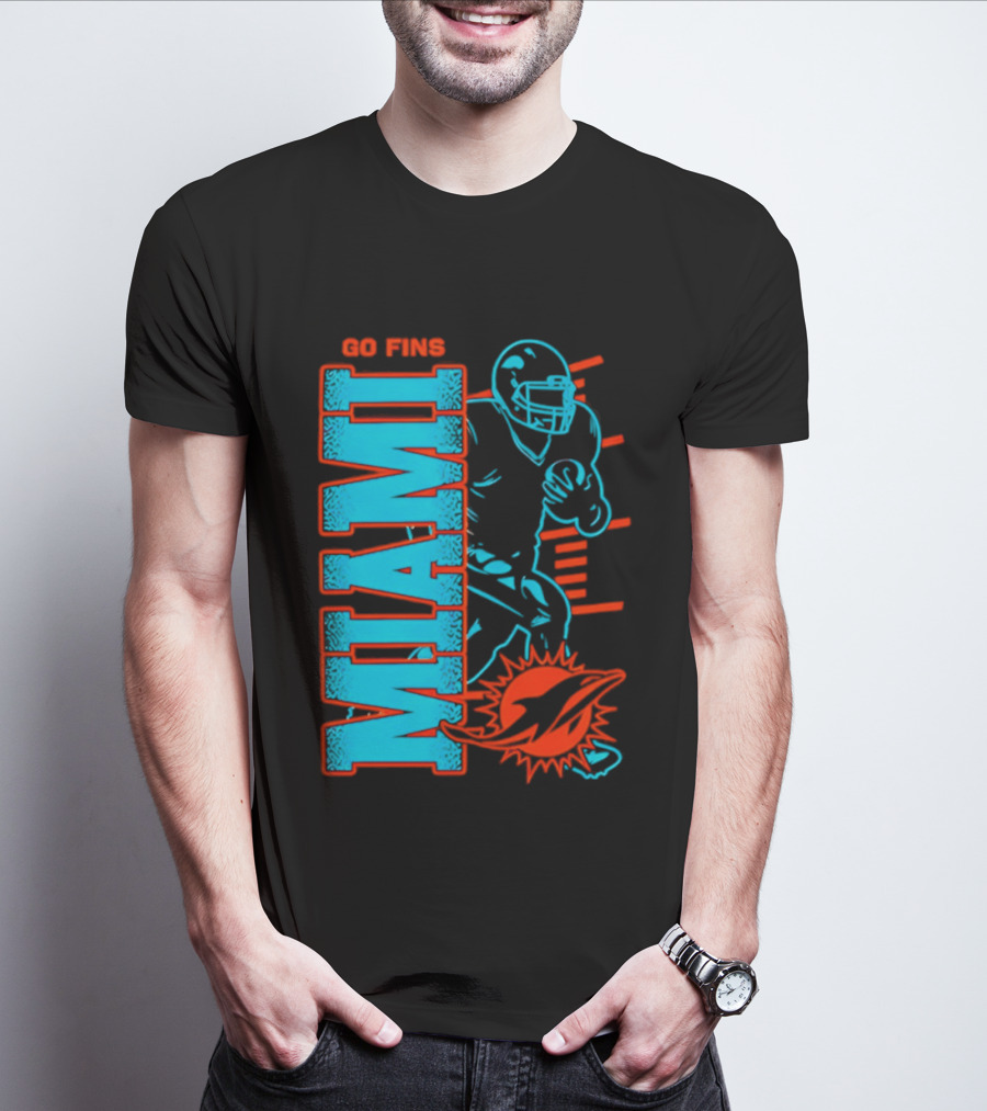 Miami Dolphins Go Fins Football Player T-Shirt