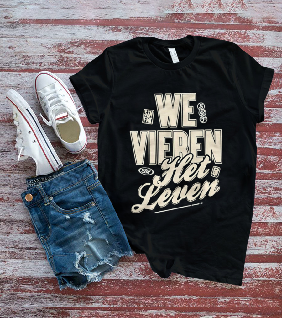 We Vieren Het Leven Tekst Stijl Met Bubbels En Sterren T-Shirt