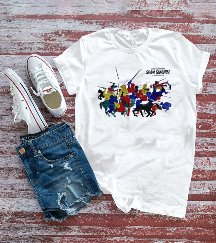 Andafterthat Akira Kurosawa Seven Samurai Painted Battle Scene T-Shirt