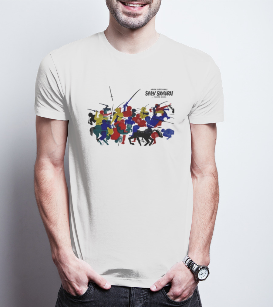 Andafterthat Akira Kurosawa Seven Samurai Painted Battle Scene T-Shirt