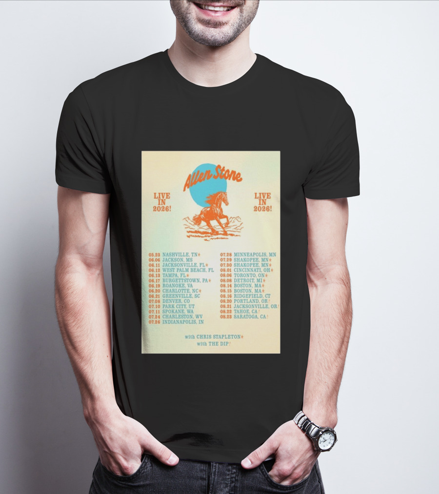 Allen Stone Live In 2026 Tour Dates With Chris Stapleton And The Dip T-Shirt