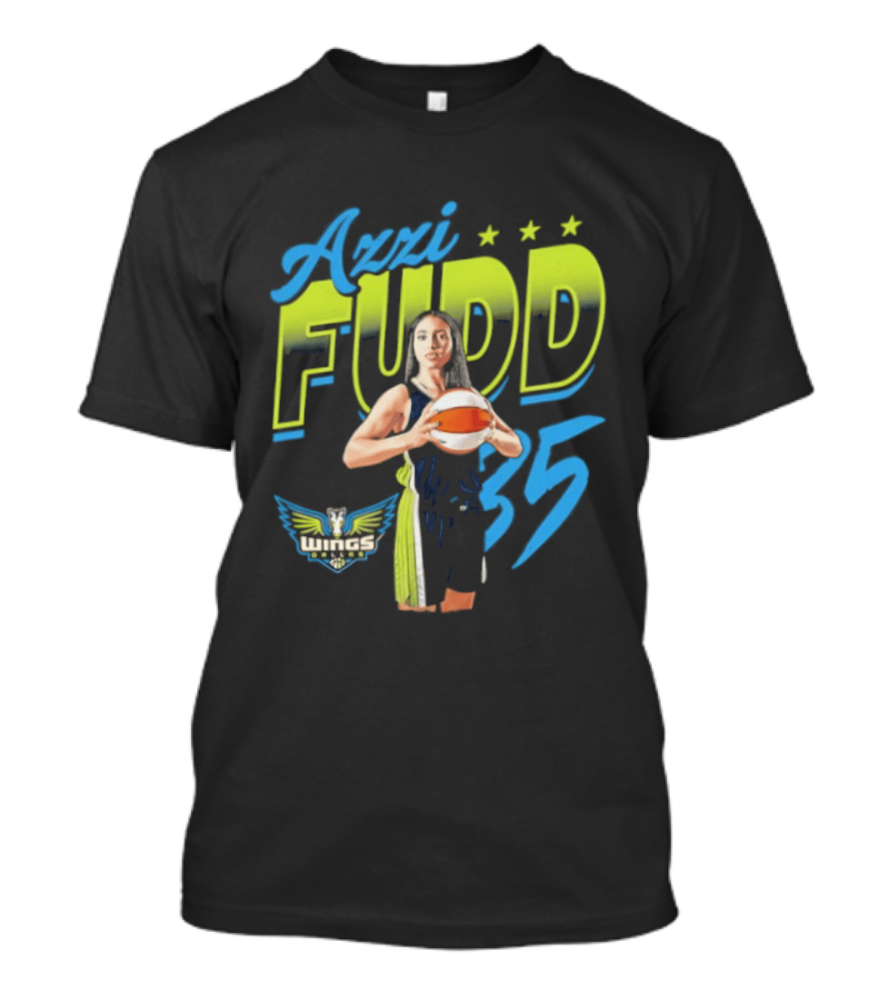 Azzi Fudd 35 Dallas Wings WNBA Player Pose With Stars And Wings T-Shirt