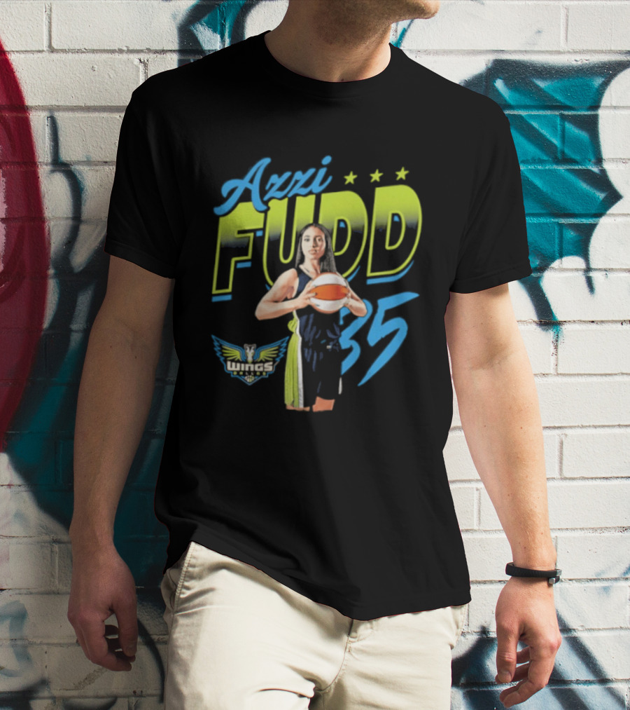 Azzi Fudd 35 Dallas Wings WNBA Player Pose With Stars And Wings T-Shirt