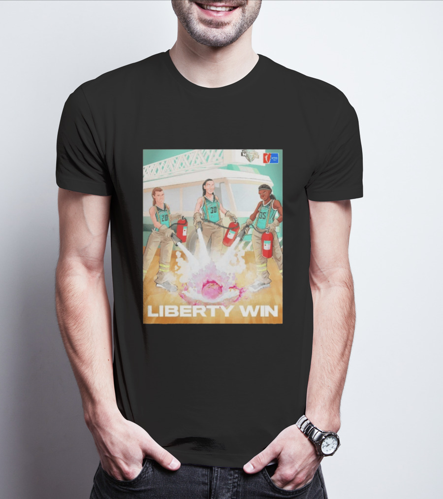 Liberty Win New York Liberty Extinguish Portland Fire Opening Night WNBA T-Shirt