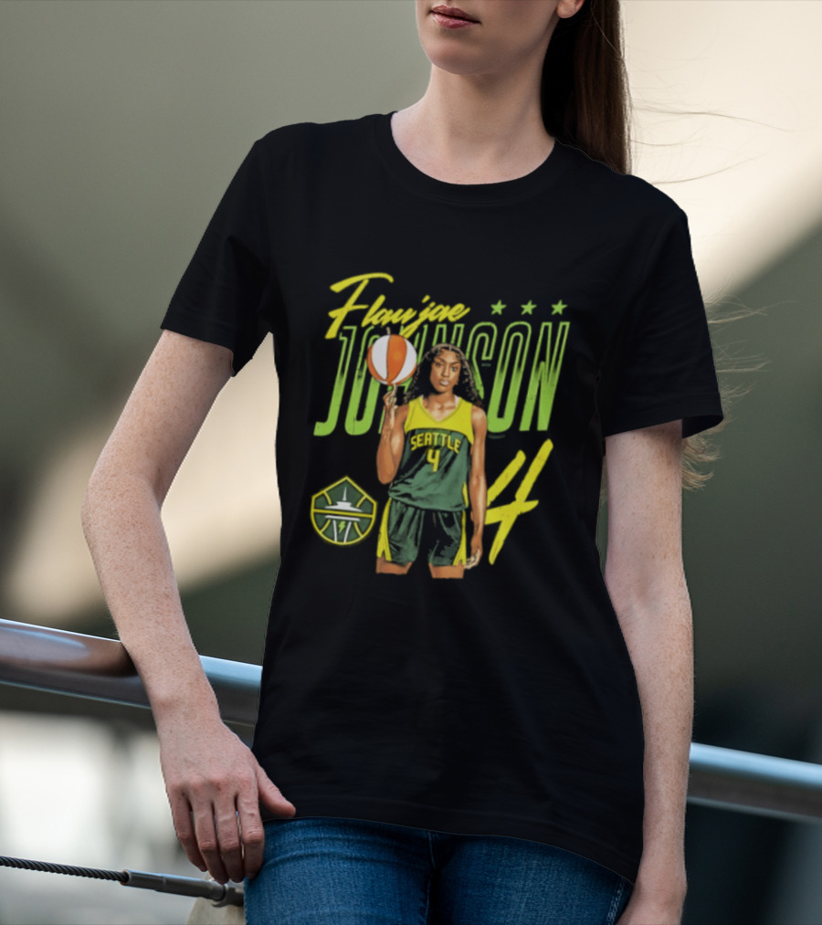Flau'jae Johnson 4 Seattle Storm Basketball Star Pose T-Shirt