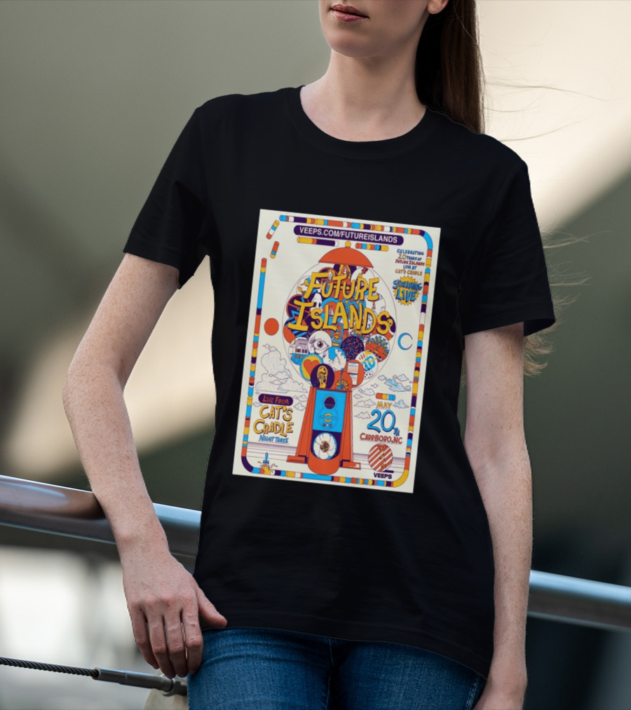 Future Islands Live At Cat's Cradle Carrboro NC May 20 Celebrating 20 Years Streaming Veeps T-Shirt