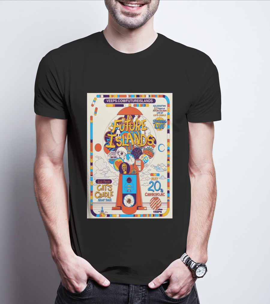 Future Islands Live At Cat's Cradle Carrboro NC May 20 Celebrating 20 Years Streaming Veeps T-Shirt