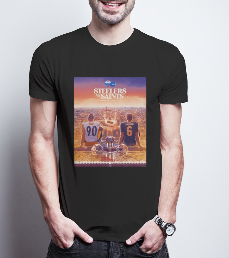 Steelers Vs Saints Paris Game Dimanche 25 Octobre 2026 Watt Shough T-Shirt
