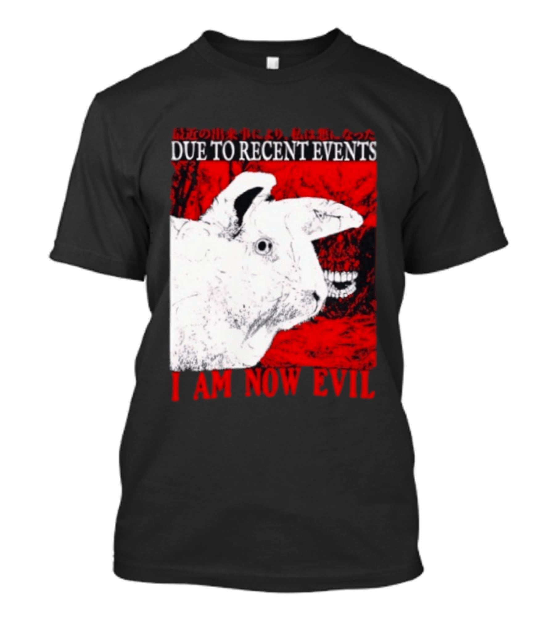 Rabbit Due To Recent Events I Am Now Evil Creepy Red T-Shirt