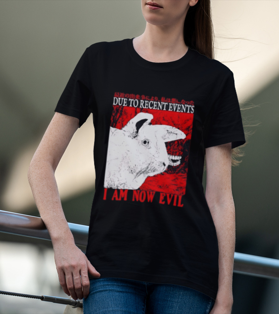 Rabbit Due To Recent Events I Am Now Evil Creepy Red T-Shirt