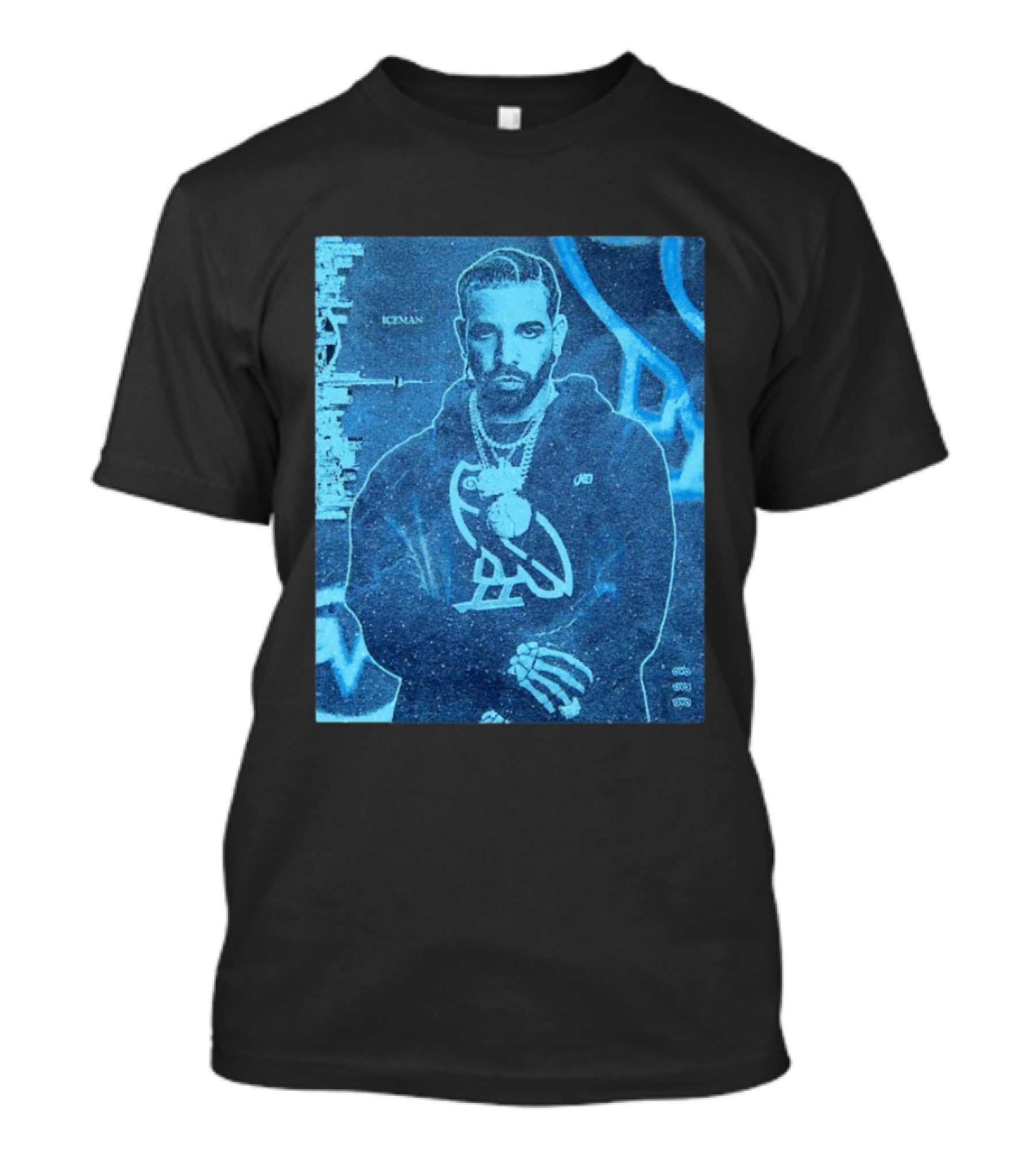 ICEMAN Owl Graphic Drake Blue Portrait With City Skyline T-Shirt