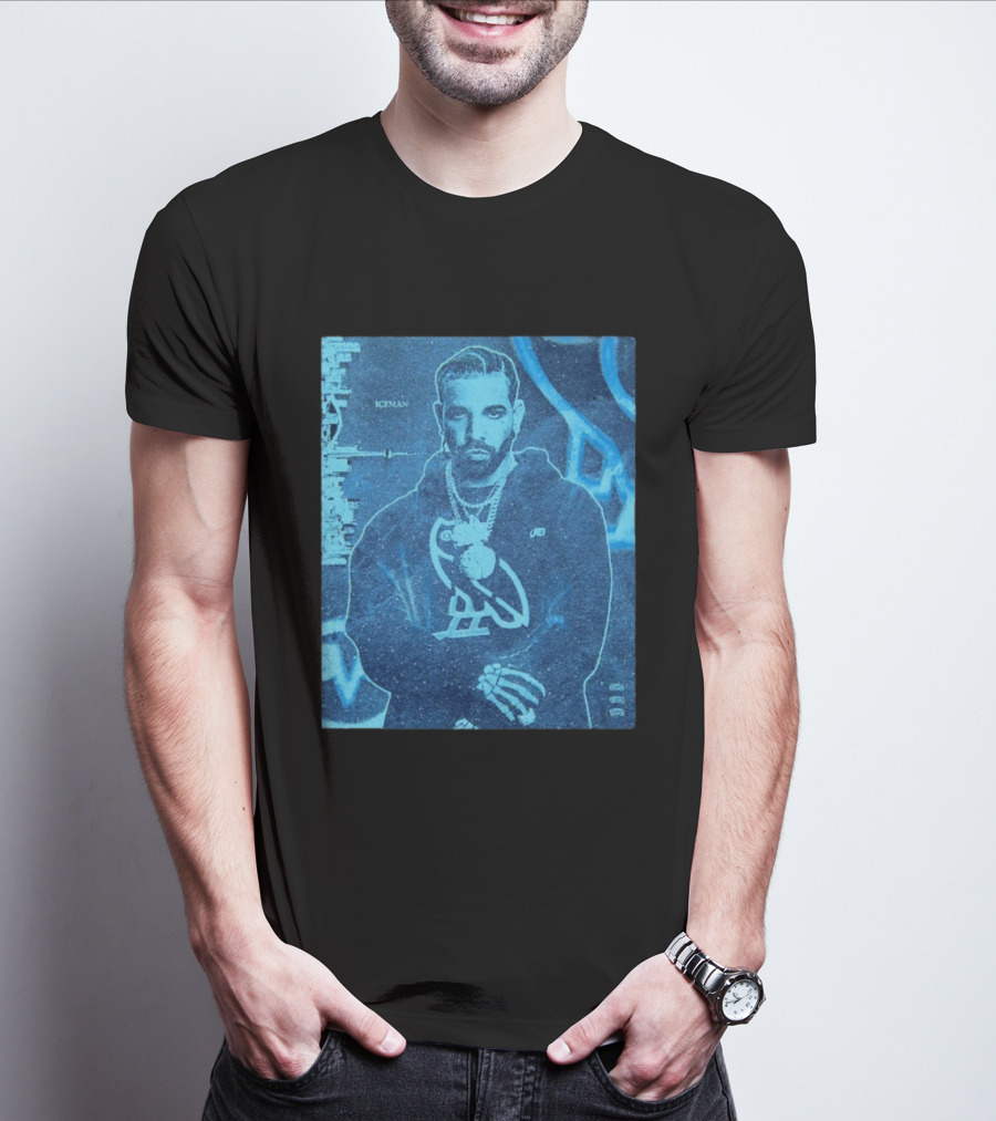 ICEMAN Owl Graphic Drake Blue Portrait With City Skyline T-Shirt