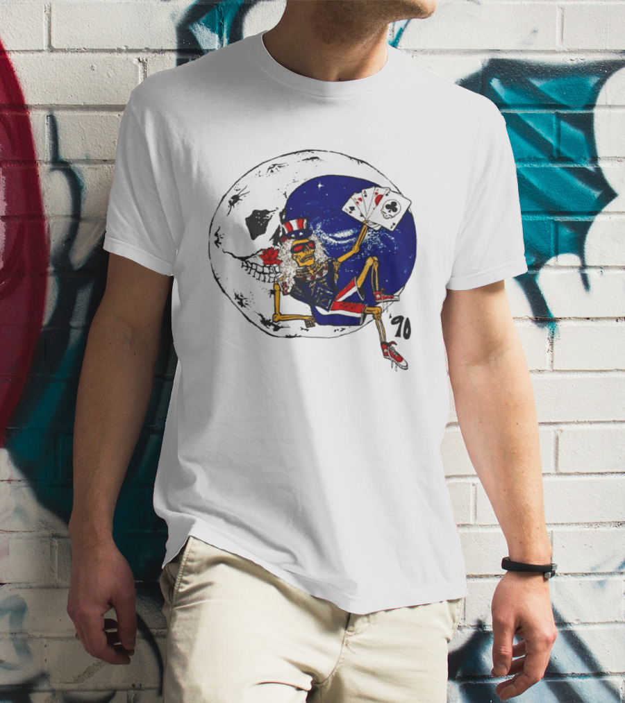 Grateful Dead 1990 Rare Uncle Sam Skeleton Moon Playing Cards T-Shirt