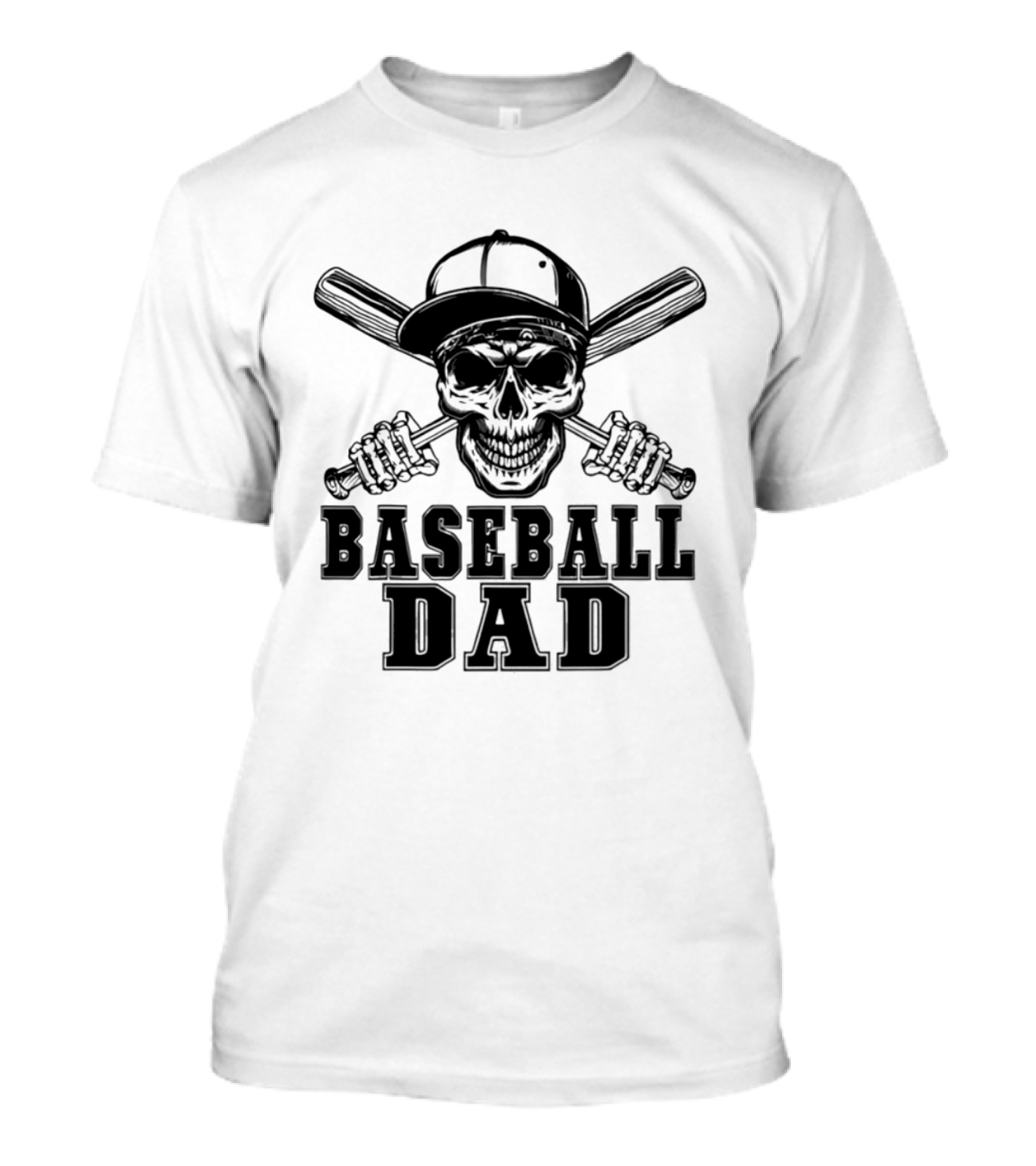 Baseball Dad Skull With Cap And Bats T-Shirt