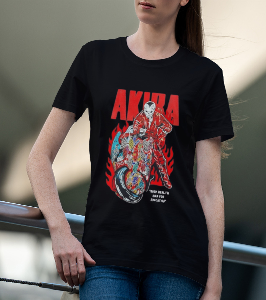 Akira Good For Health Bad For Education Iconic Motorcycle T-Shirt