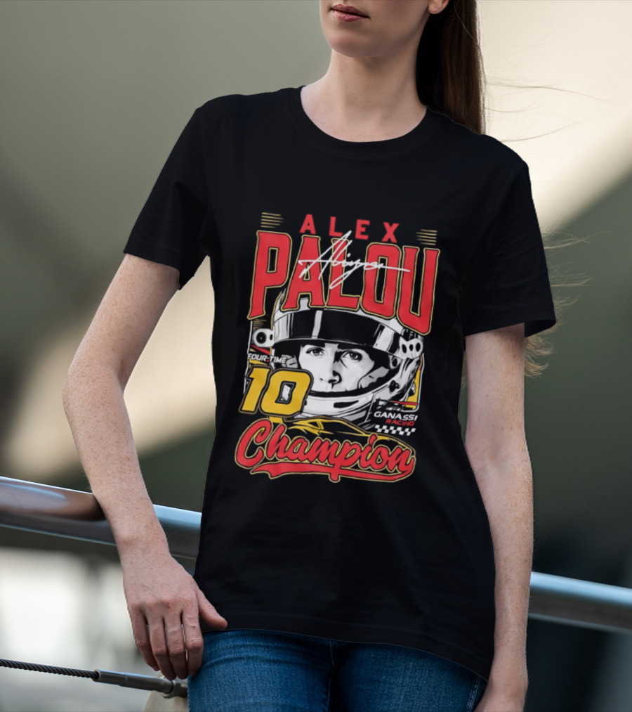 Alex Palou Autograph 10 Champion Racing Helmets T-Shirt