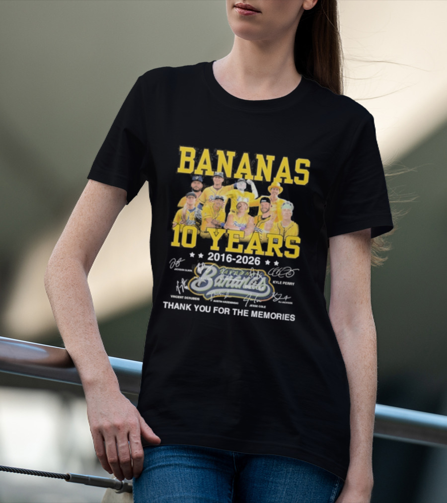 Bananas Baseball 10 Years 2016 2026 Thank You For The Memories T-Shirt