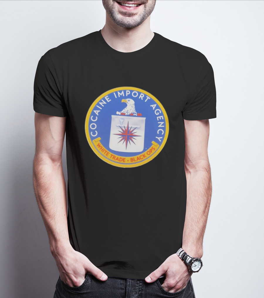 Cocaine Import Agency Eagle Emblem White Trade Black Ops T-Shirt