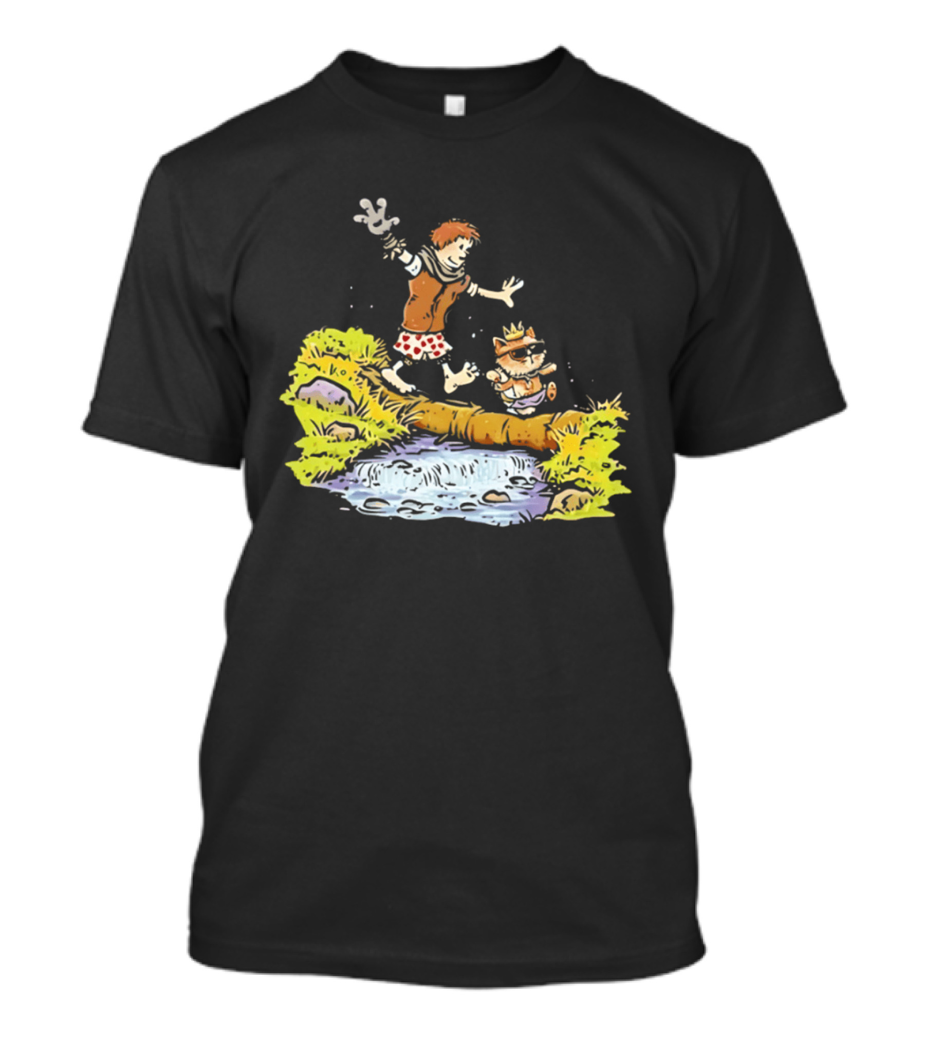 Princess Donut Calvin And Hobbes Comic Adventure Carl Crossing Log T-Shirt