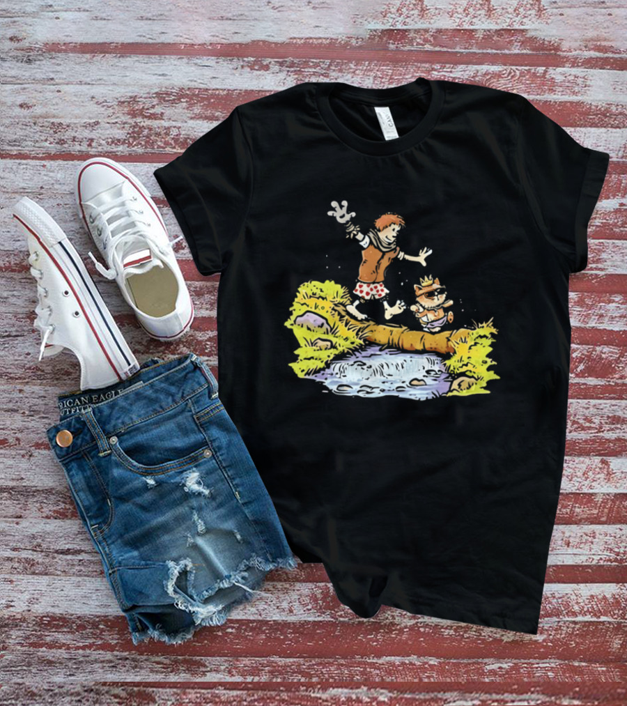 Princess Donut Calvin And Hobbes Comic Adventure Carl Crossing Log T-Shirt