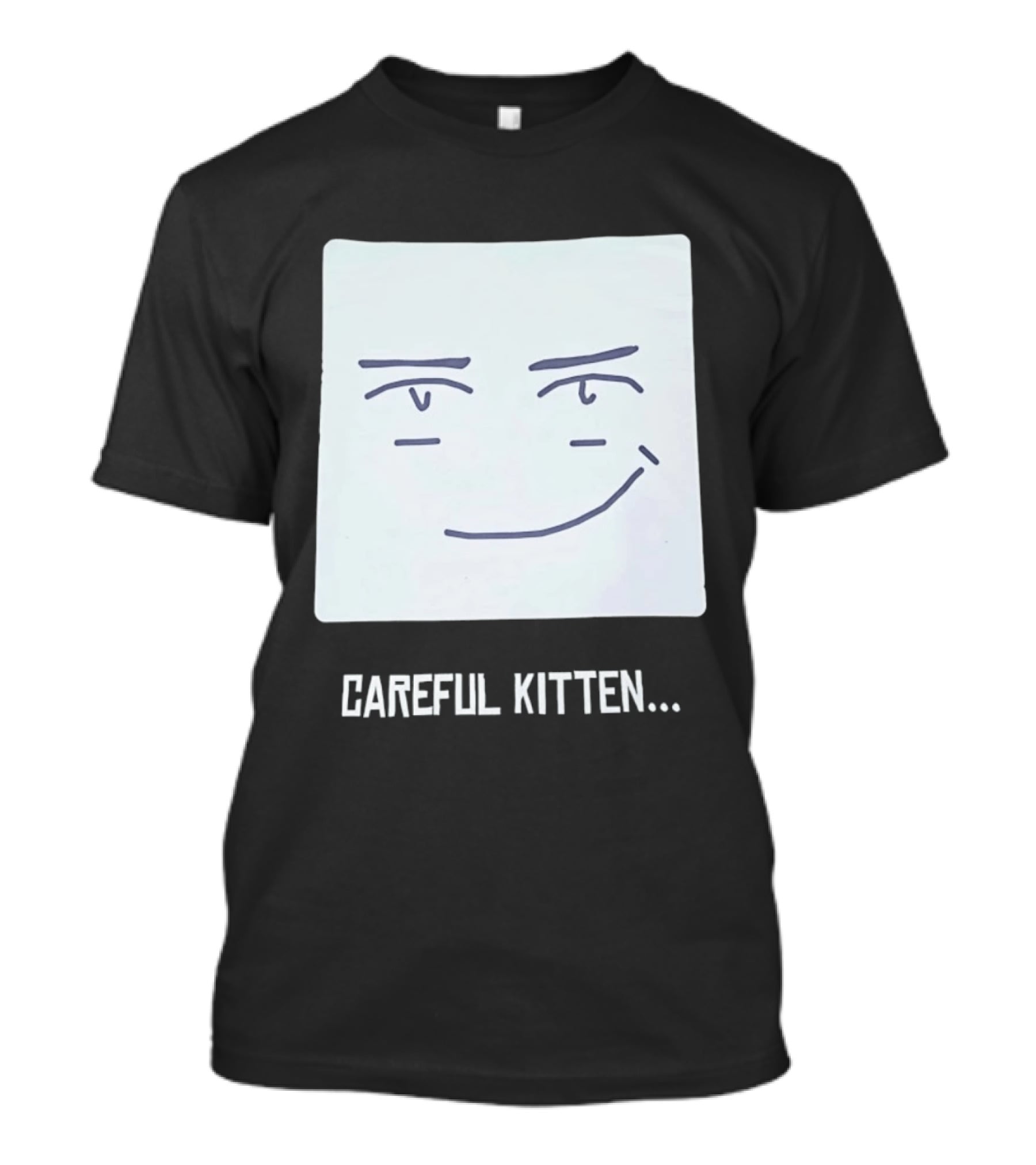 Roblox Man Face Careful Kitten Meme T-Shirt