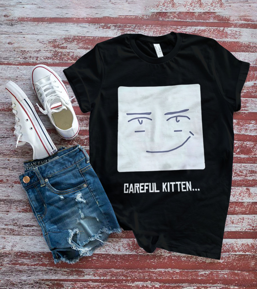 Roblox Man Face Careful Kitten Meme T-Shirt