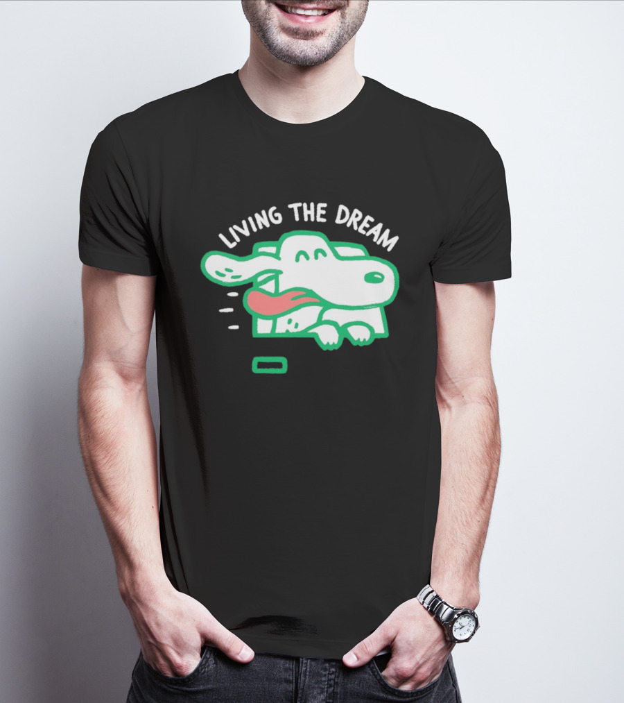 Living The Dream Dog Joyfully Enjoying Car Ride With Head Out The Window T-Shirt