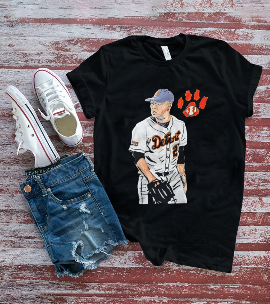 Detroit Tigers Tarik Skubal Baseball Cartoon Character With Paw Print And Baseball T-Shirt