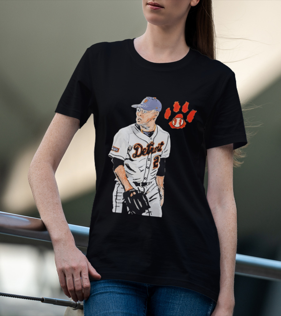 Detroit Tigers Tarik Skubal Baseball Cartoon Character With Paw Print And Baseball T-Shirt
