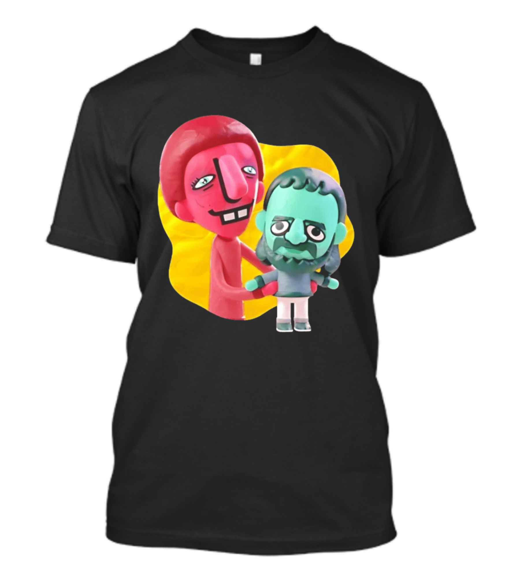The Best Buds Colorful Character Figures Hugging Playful T-Shirt