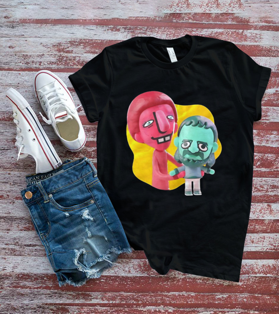 The Best Buds Colorful Character Figures Hugging Playful T-Shirt