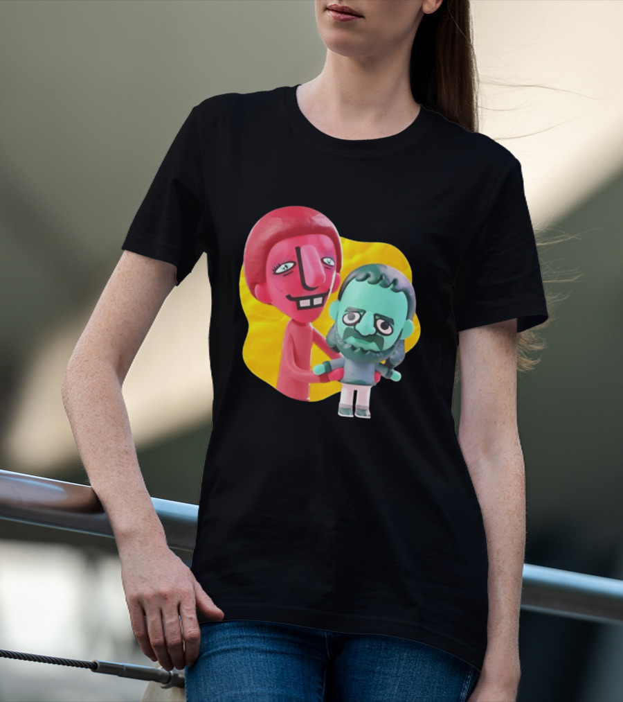 The Best Buds Colorful Character Figures Hugging Playful T-Shirt