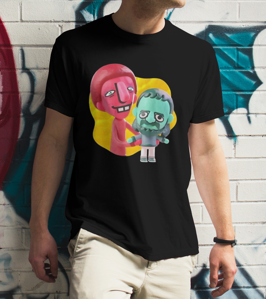 The Best Buds Colorful Character Figures Hugging Playful T-Shirt