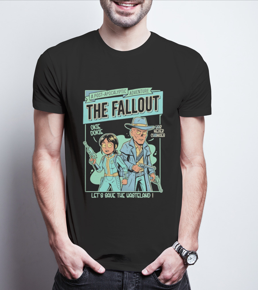 Lucy And Ghoul Post Apocalyptic Adventure Okie Dokie Let's Save The Wasteland Duo Fallout T-Shirt