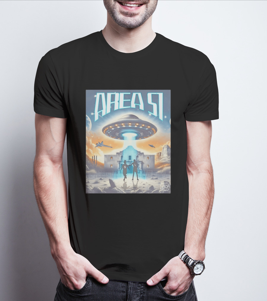 Area 51 UFO Abduction Scene With BCSA Aliens T-Shirt