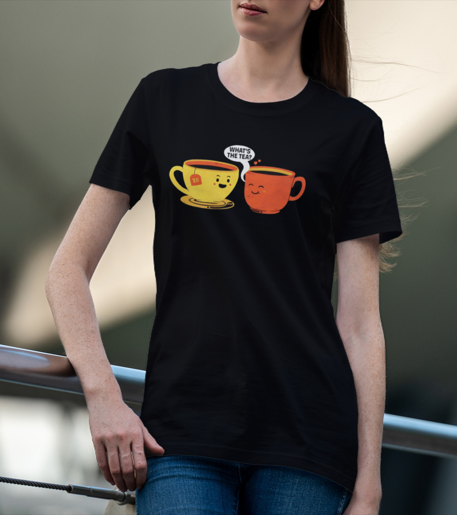 What's The Tea Gossiping Teacups Cute Conversation T-Shirt