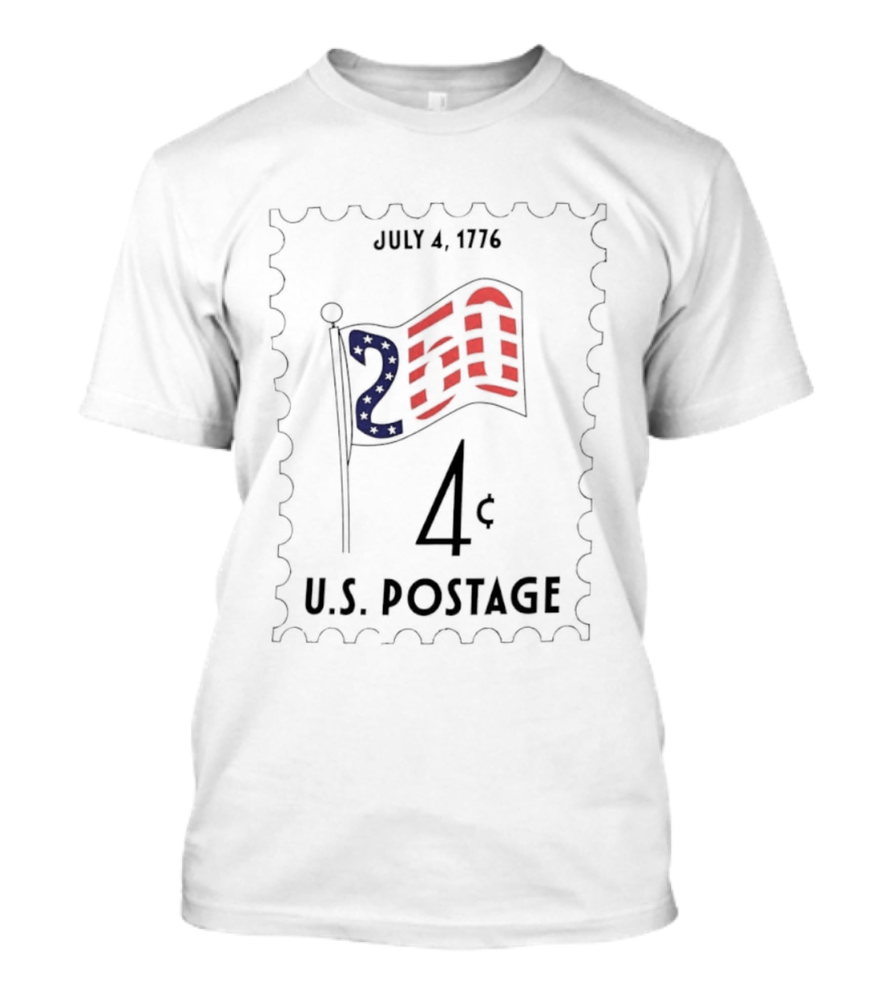 July 4 1776 250th Anniversary U.S. Postage Stamp 4 Cent American Flag Patriotic T-Shirt