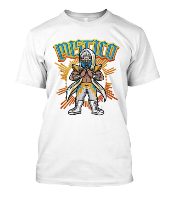 Mistico Cartoon Wrestler Sunburst AEW Lucha Libre T-Shirt
