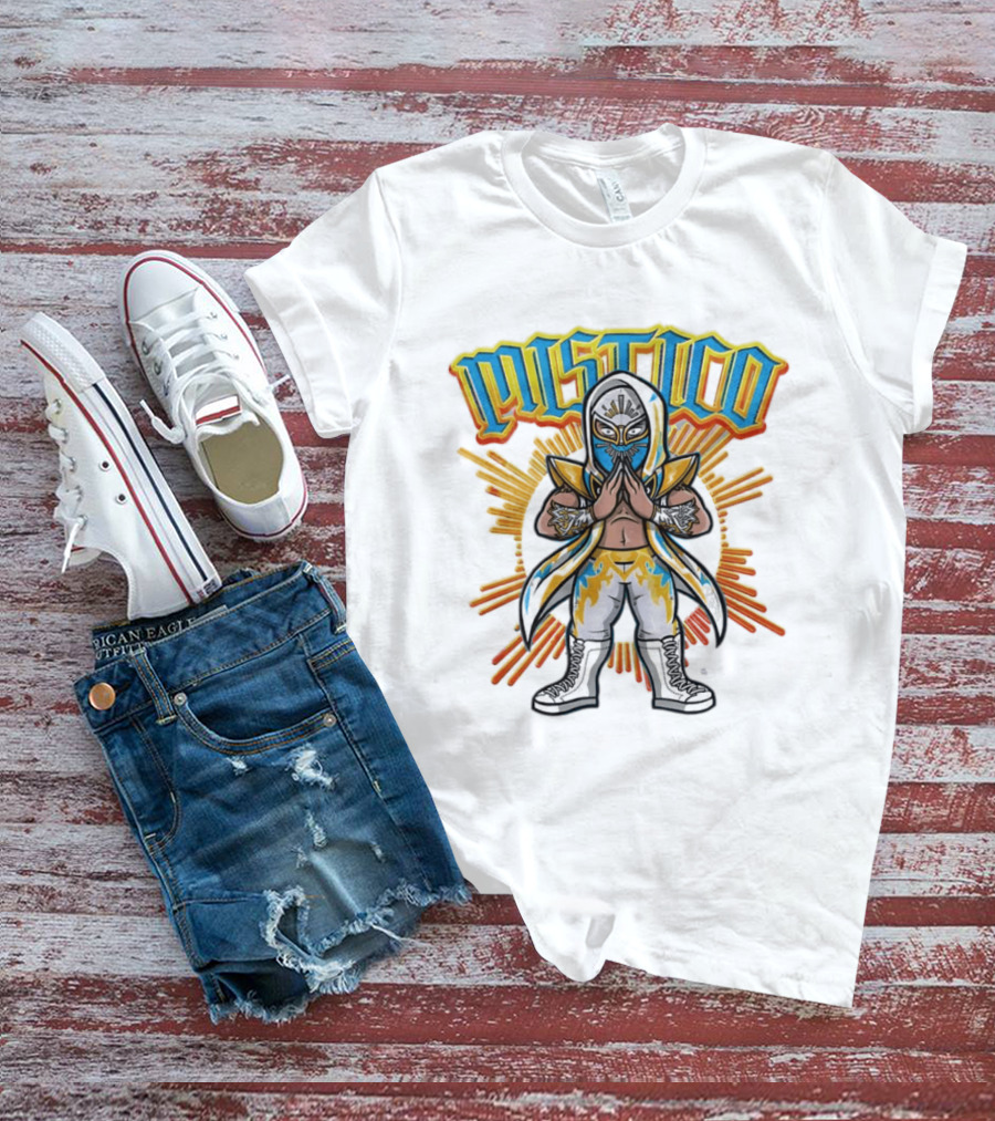 Mistico Cartoon Wrestler Sunburst AEW Lucha Libre T-Shirt