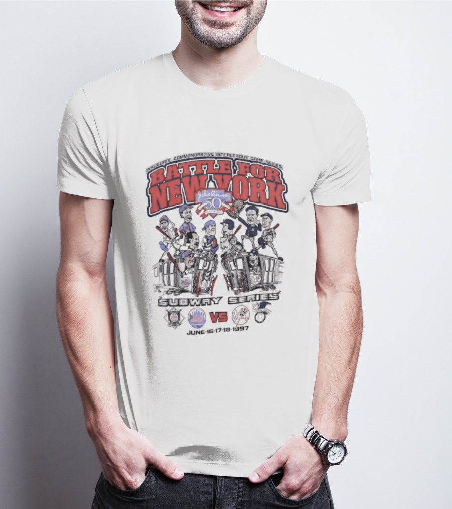 Battle For New York Yankees Mets Inaugural Commemorative Interleague Game Series T-Shirt