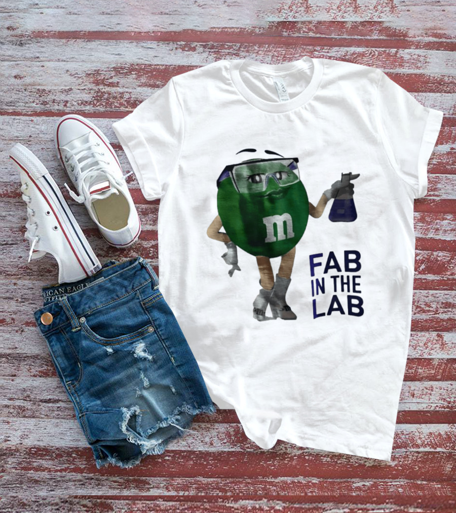 Green M&M Fab In The Lab Safety Goggles Flask T-Shirt