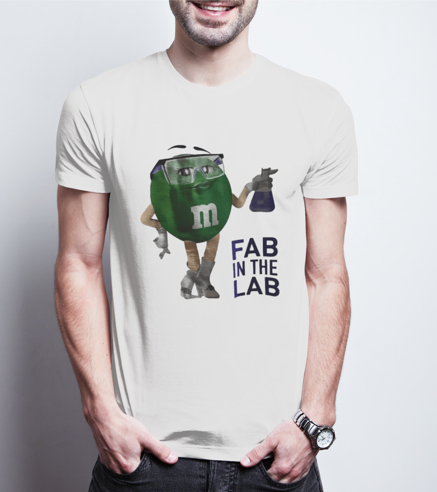Green M&M Fab In The Lab Safety Goggles Flask T-Shirt