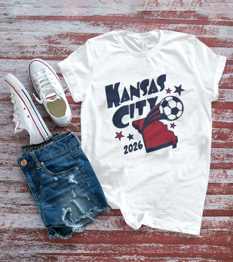 Kansas City 2026 Soccer Missouri State Map Stars Ball T-Shirt