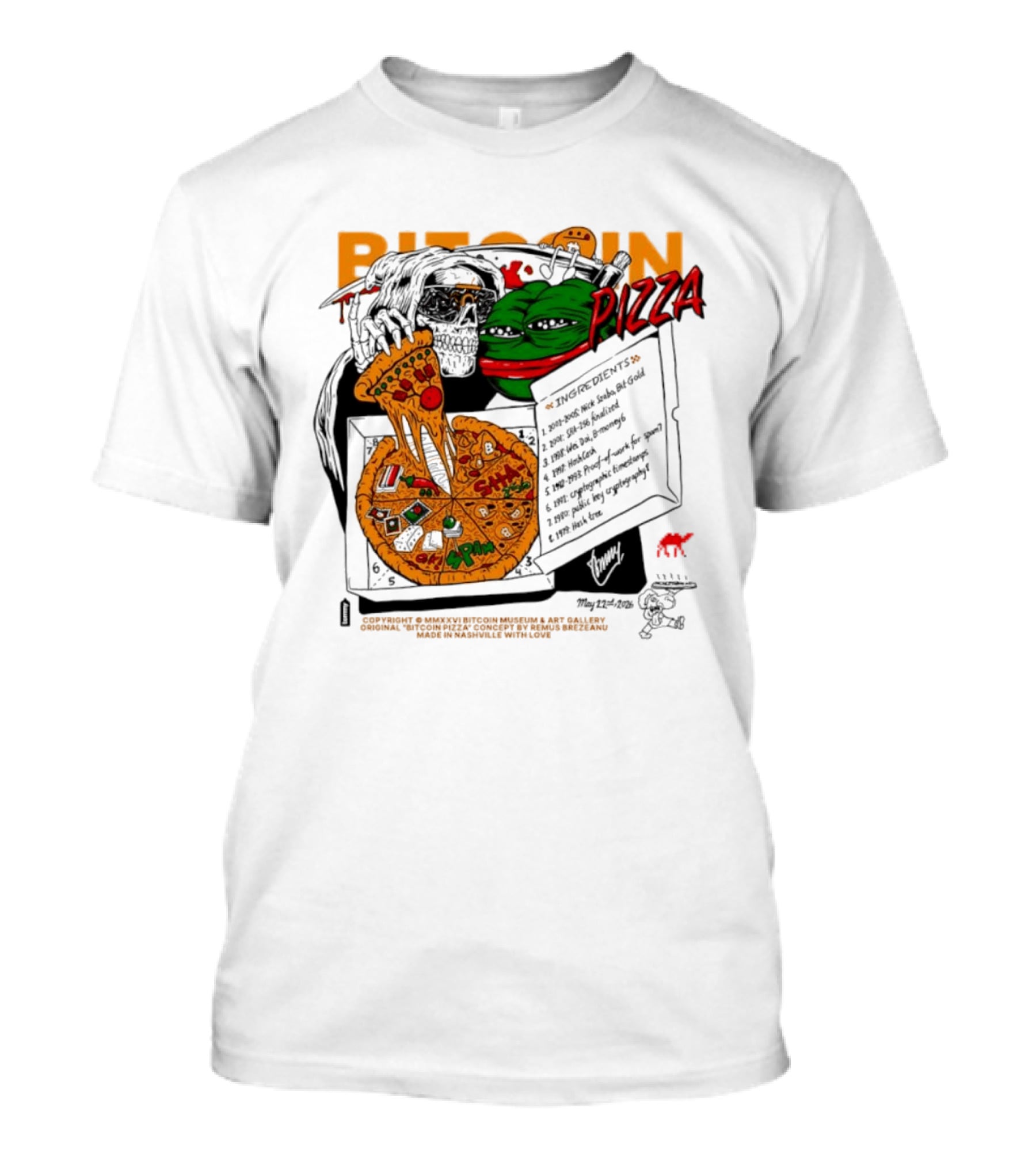 Kermit The Frog Pepe Pizza Ingredients Bitcoin Meme T-Shirt