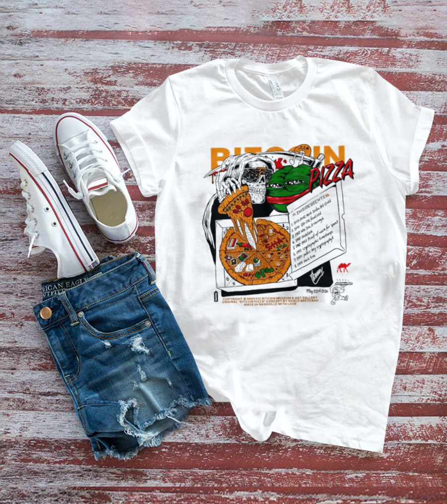 Kermit The Frog Pepe Pizza Ingredients Bitcoin Meme T-Shirt